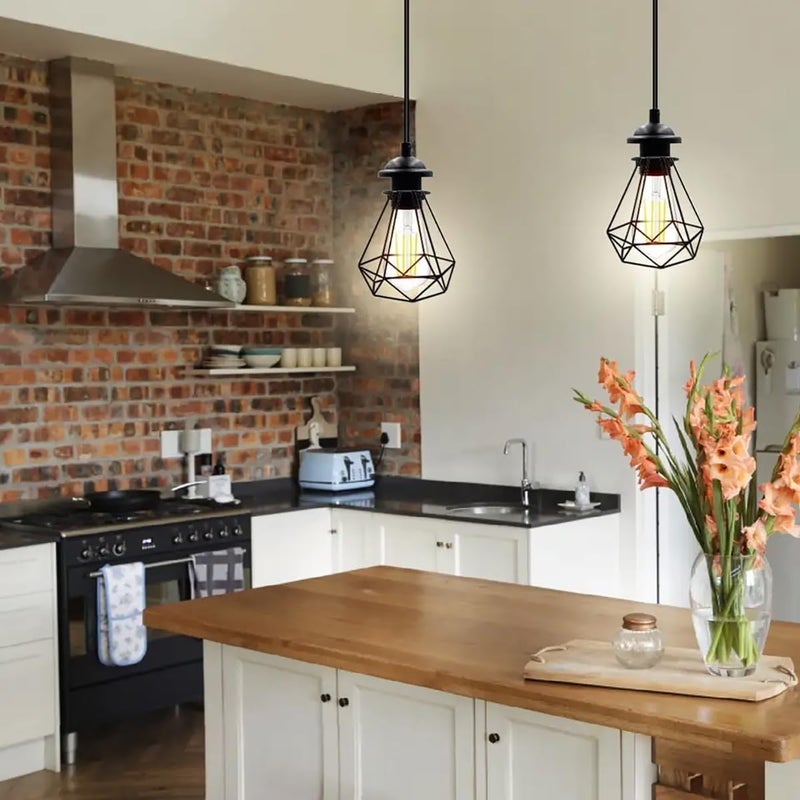 Bukela Ceiling Pendant & Lamp Holder, Metal Pendant Light Fitting, E27 Lamp Holder, Fitting Set with Braided Fabric Cable (Black 2pcs) - Image 3